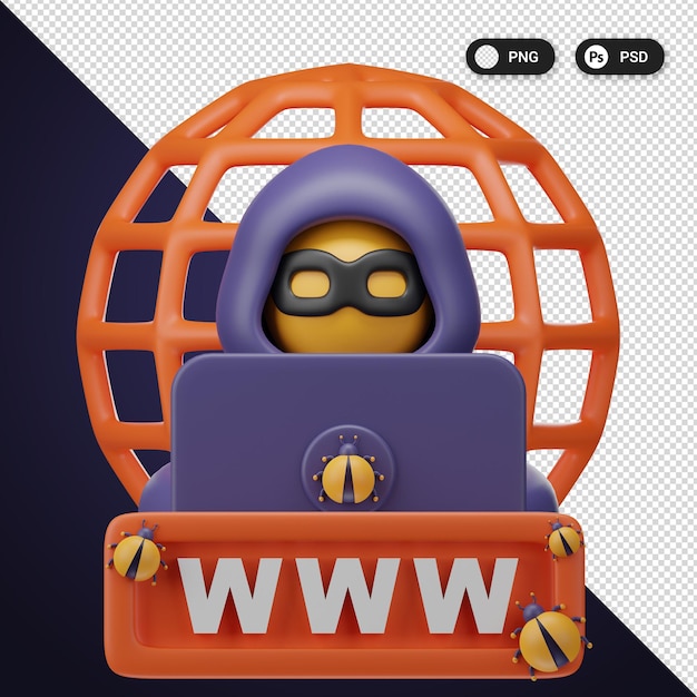 Website hacking cyber security icons set ux ui web design elements 3d rendering