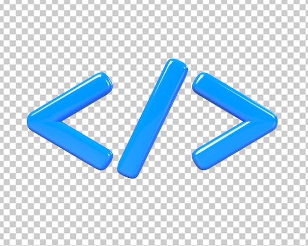 PSD website html-codering blauw 3d pictogram geeft terug