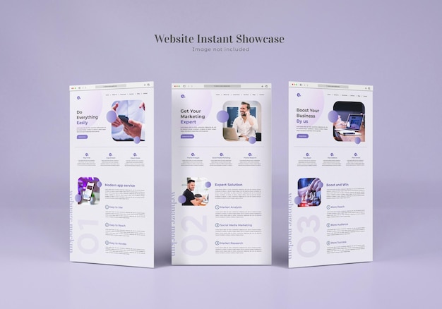 Website instant showcase mockup geïsoleerd