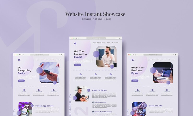 PSD website instant showcase mockup isolated