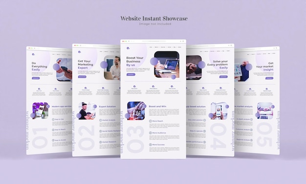 Mockup di vetrina istantanea del sito web isolato