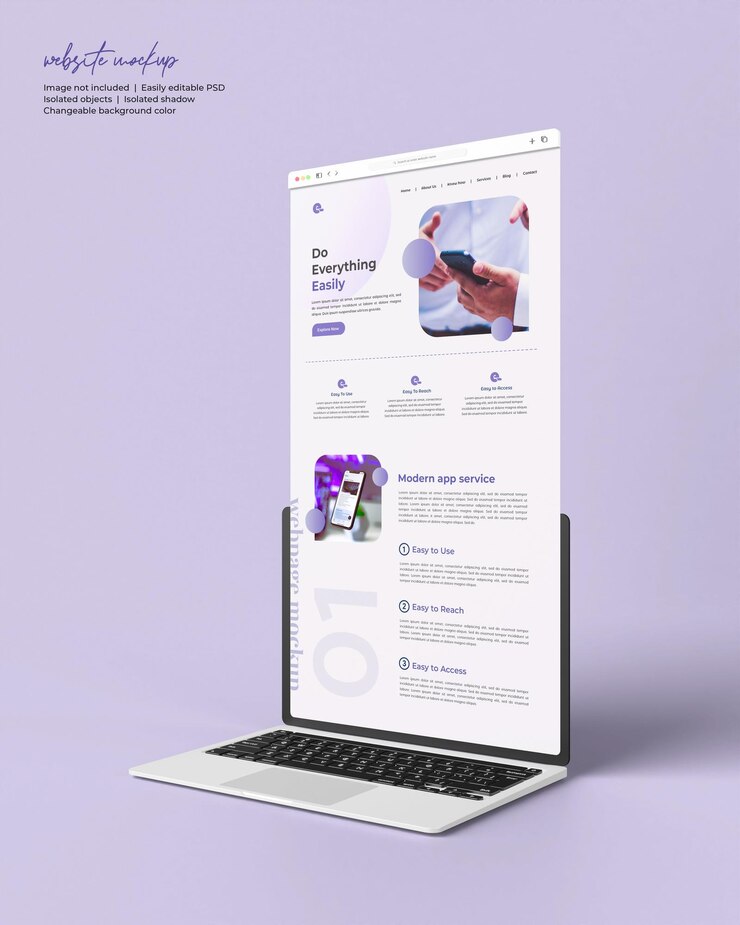 PSD website instant showcase mockup isolated