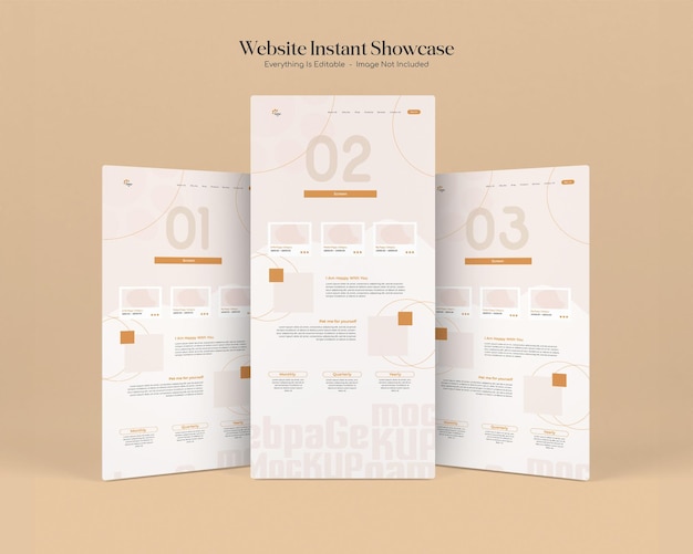 Website instant showcase mockup with 3d browser isolated