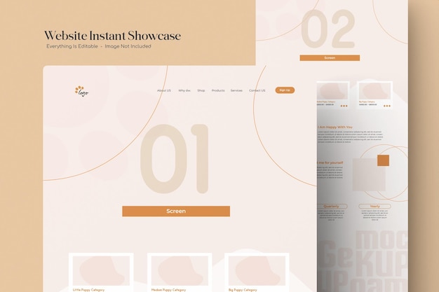 PSD mockup di vetrina istantanea del sito web con browser 3d isolato