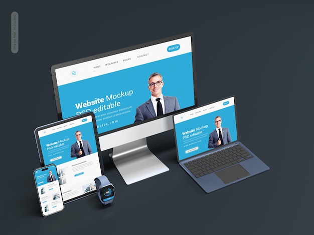 Website landing page presentation mockup