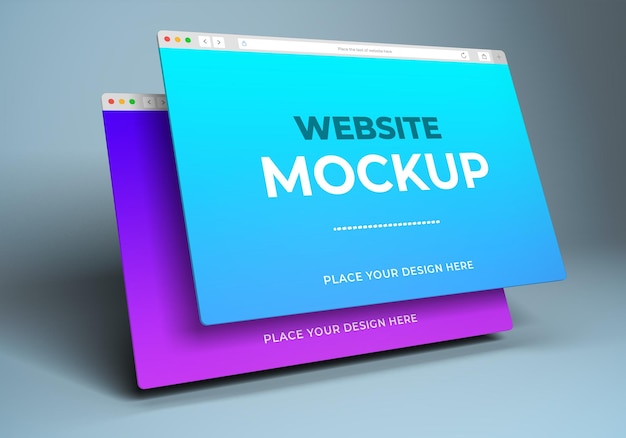 PSD website mockup template perspective view