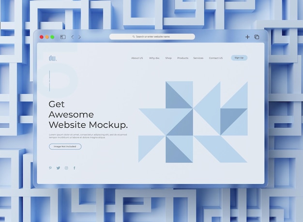 PSD mockup di presentazione del sito web
