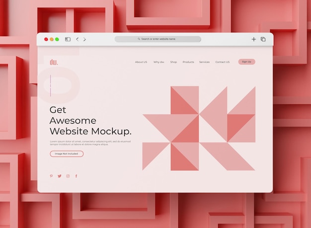 Mockup di presentazione del sito web