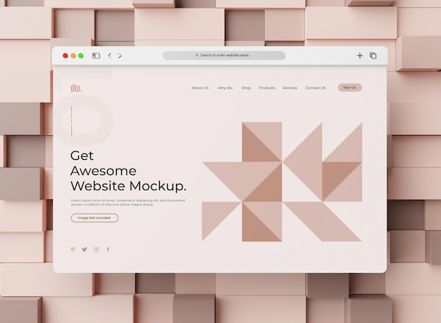 Mockup di presentazione del sito web