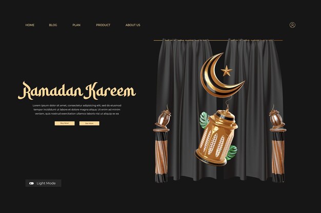 PSD un sito web per ramadan kareem con una lanterna e una lanterna