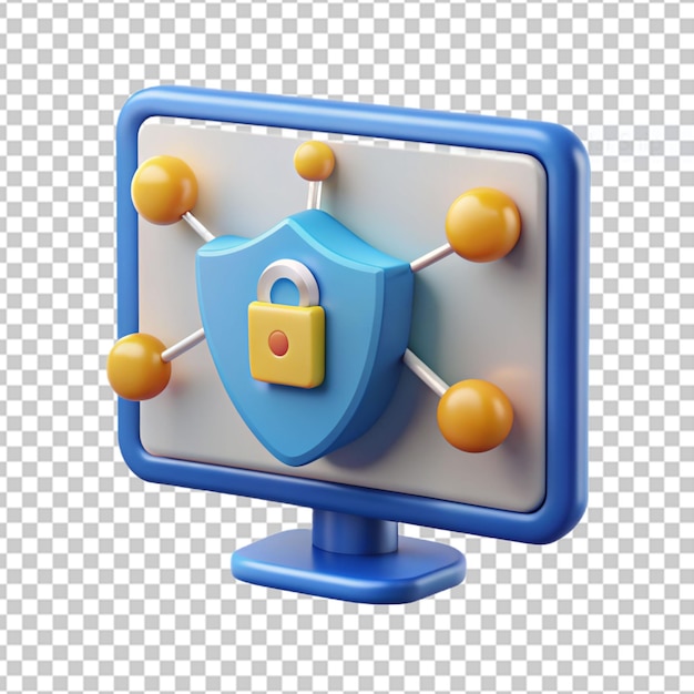 PSD icona di sicurezza 3d del sito web