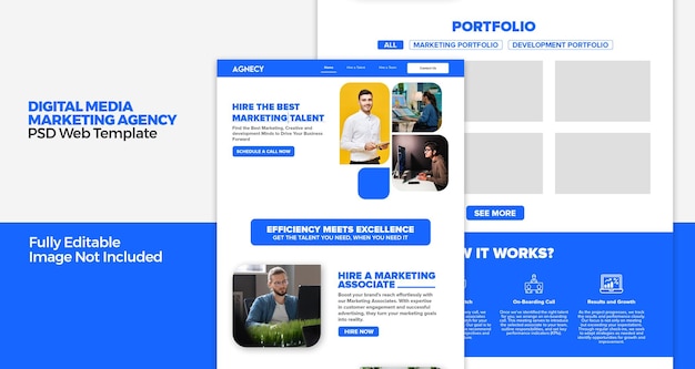 Website-sjabloon voor digitale media-marketing van PSD