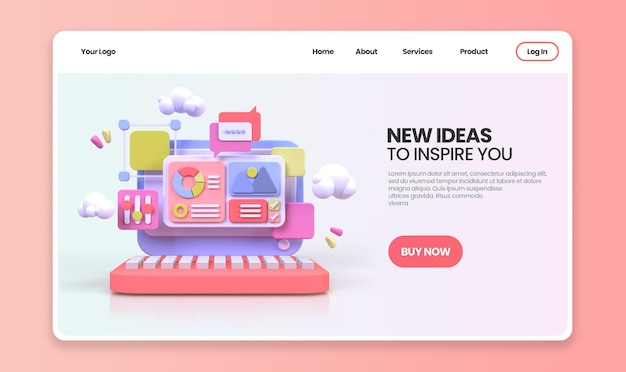 Webudvikling til UI UX-designkoncept illustration Landing page skabelon forretningsidé baggrund
