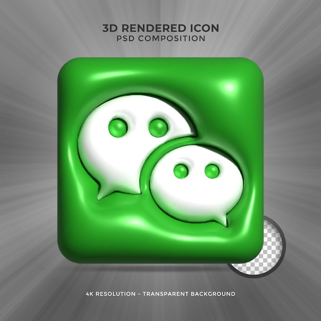 PSD wechat rendering 3d social media icona lucida colorata per la composizione