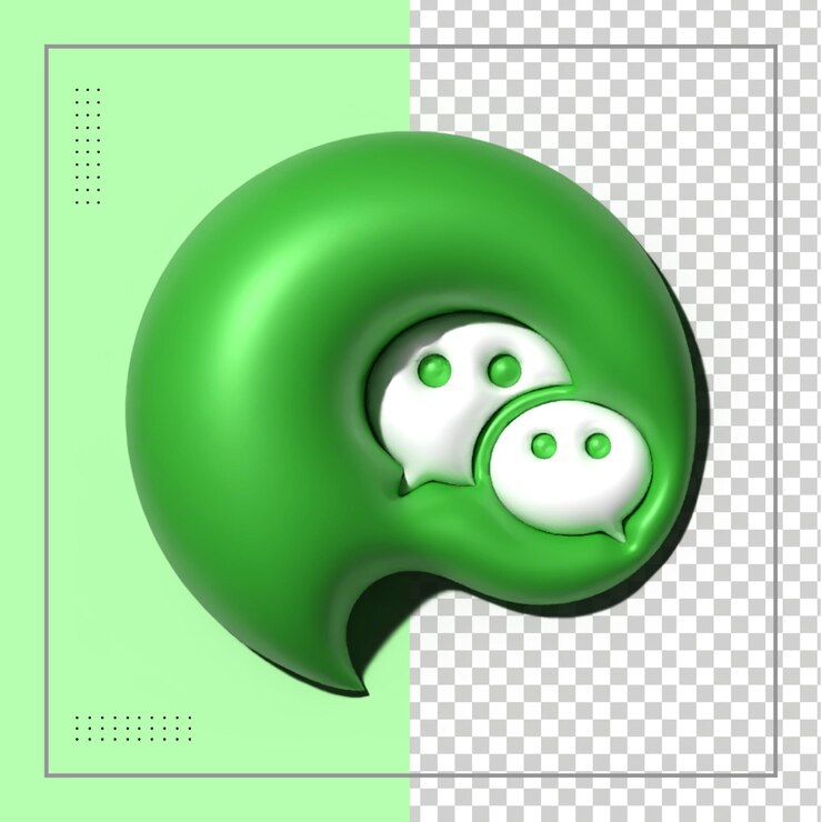 PSD wechat 3d rendering social media colorful glossy icon  for psd composition