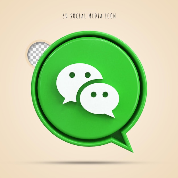Wechat logo 3d lucido colorato e design dell'icona 3d dei social media