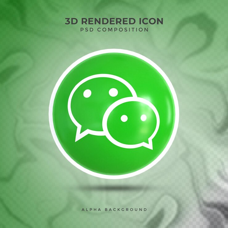 PSD wechat colorful glossy logo and social media icon design