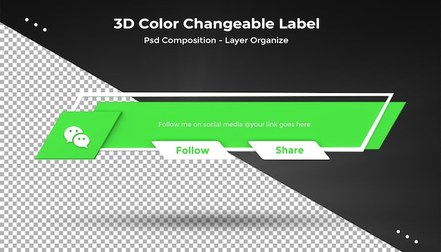 PSD wechat connect us op sociale media onderste derde 3d-ontwerp render pictogram badge