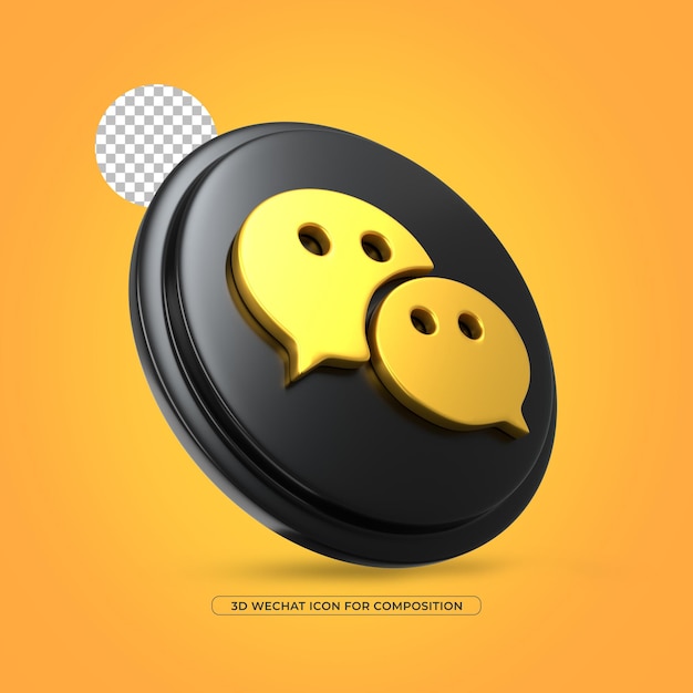 Wechat golden metallic isolated 3d rendered icon in 3d rendering