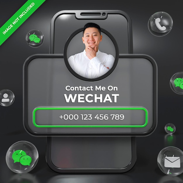 PSD wechat profielbanner 3d render compositie