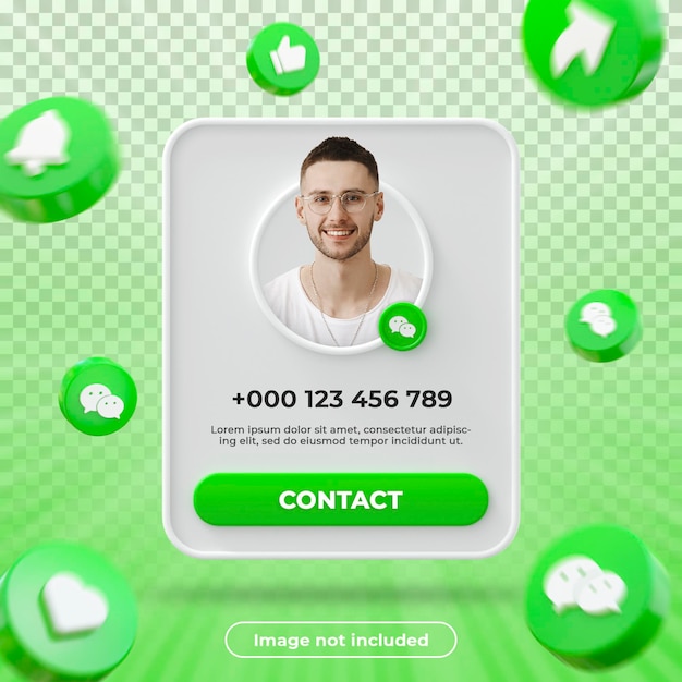 PSD banner profilo wechat 3d rendering composizione