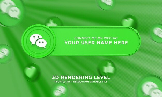 PSD wechat user name 3d rendering lower thirds banner