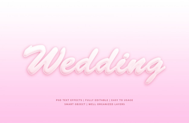 Wedding 3d text style effect mockup