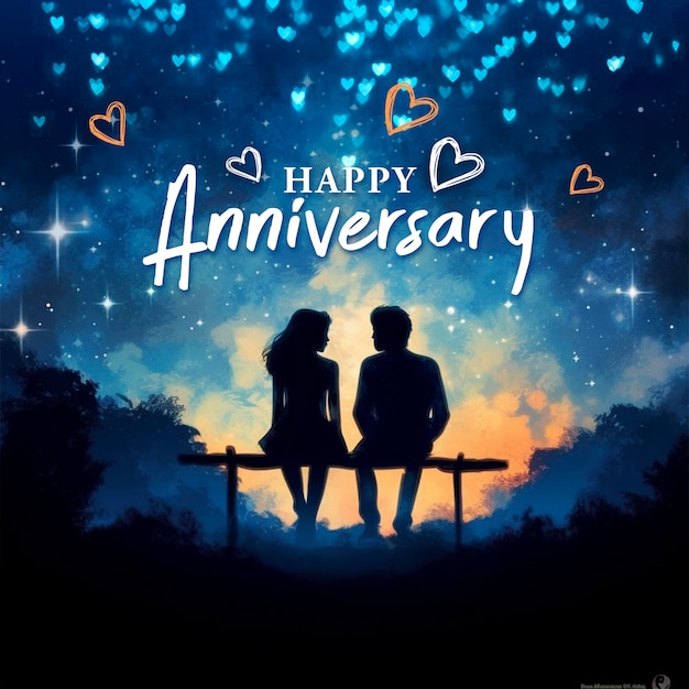 PSD wedding anniversary social media post template design