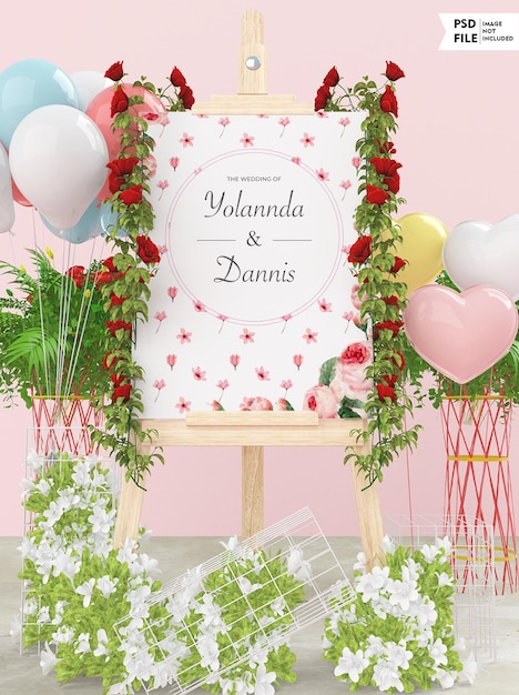 Mockup di banner da sposa per matrimonio