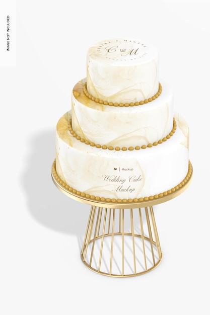 PSD wedding cake mockup on surface