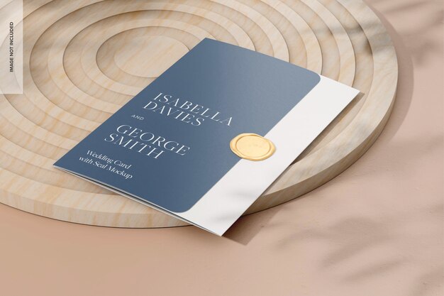 Wedding card with seal mockup perspective