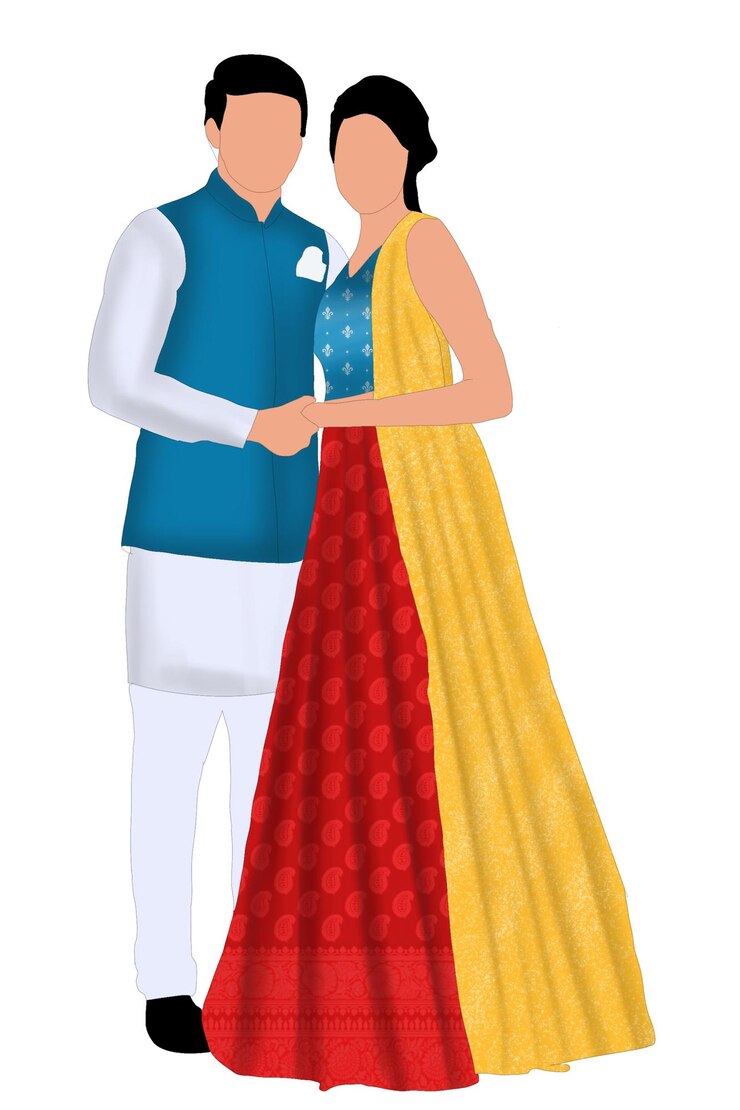 PSD शादीशुदा जोड़े के कैरिकेचर