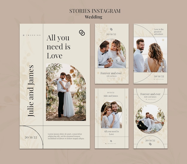 PSD 結婚式のカップルのinstagramの物語のテンプレート