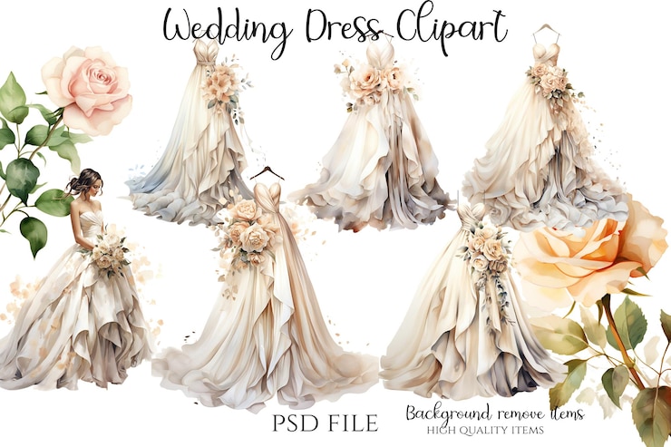 PSD wedding dress clipart