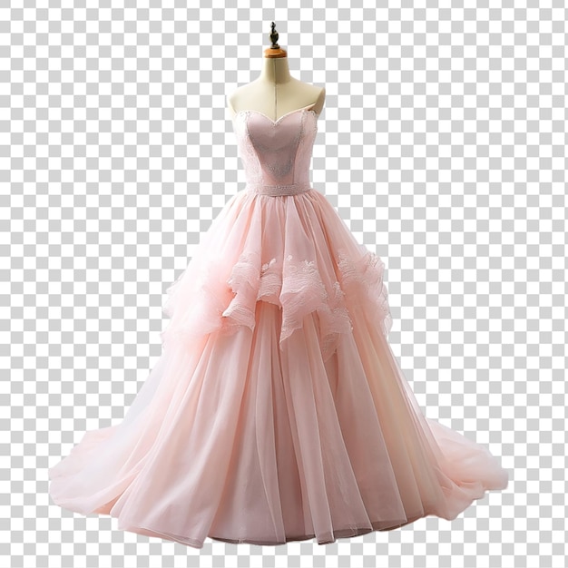 PSD wedding dress on a mannequin isolated on transparent background