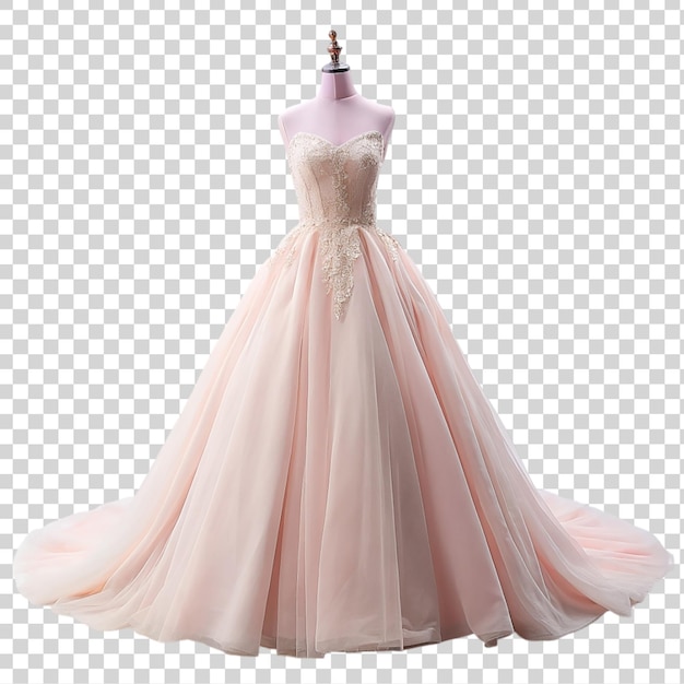 PSD wedding dress on a mannequin isolated on transparent background