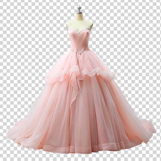 PSD Свадебное платье на манекене, изолированном на прозрачном фоне
