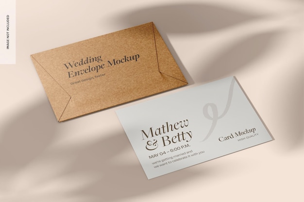 Wedding Envelope with Card Mockup Perspective
