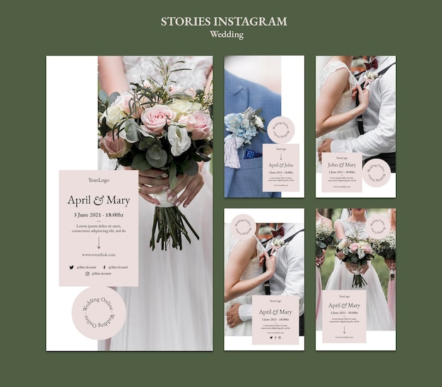 PSD storie di instagram di eventi di matrimonio