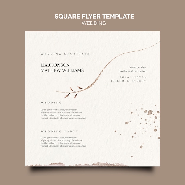 PSD wedding event squared flyer template