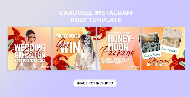 Wedding exhibition social media carousel post template premium psd