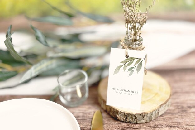 PSD wedding favor tag card mockup