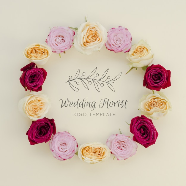 Wedding florist with flower wreath