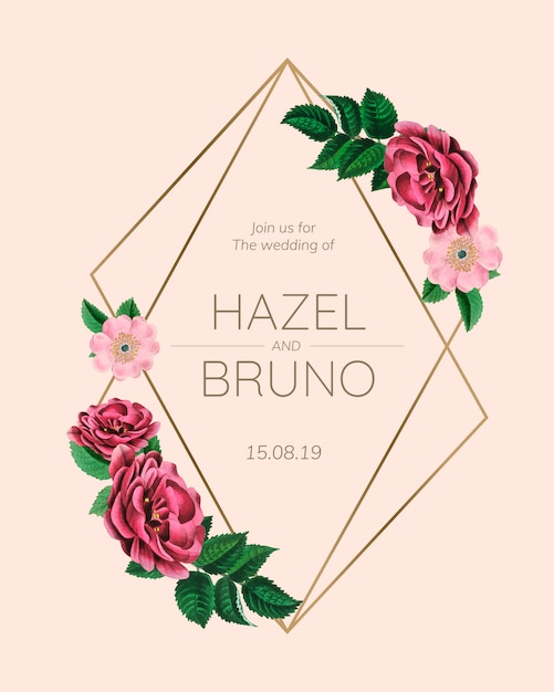 PSD mockup cornice di nozze con rose