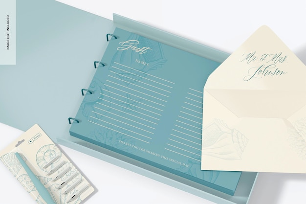 wedding guest book mockup, closed