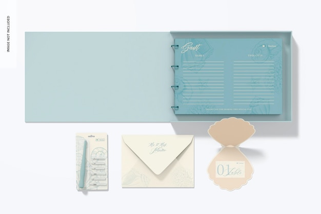 wedding guest book mockup, top view