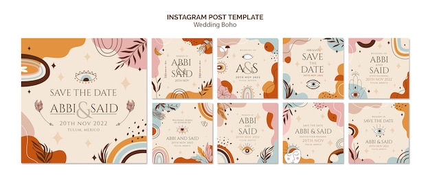 Wedding instagram posts template design