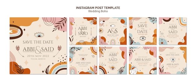 PSD wedding instagram posts template design