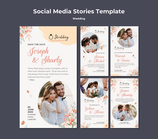 PSD wedding instagram stories template design