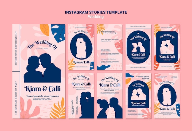 Modello di storie di instagram di nozze